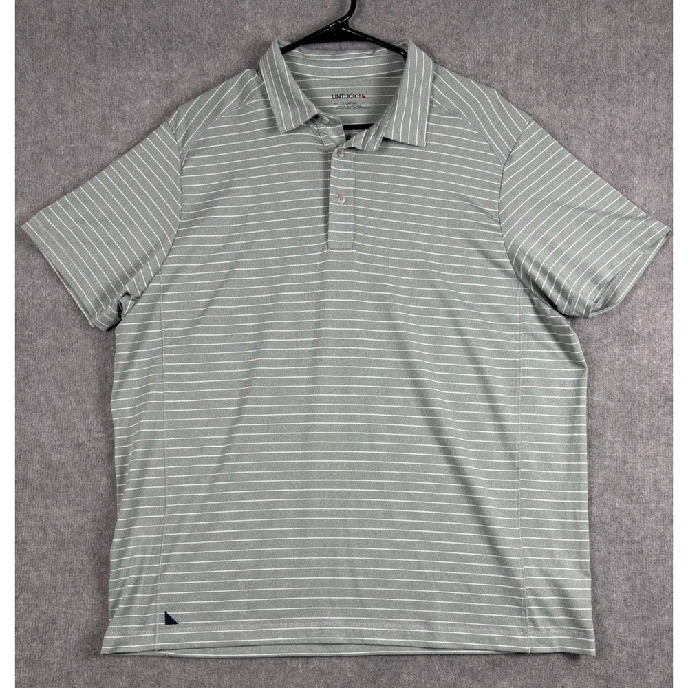UNTUCKit Performance Polo Shirt Striped XL Green White
